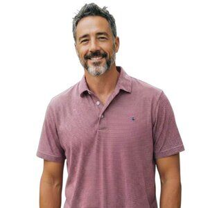 Men’s‎ Tailor Vintage Red White Stripe Short Sleeve Golf Shirt. SZ XL. Sail logo